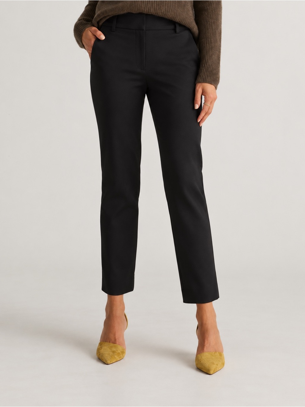 Quince Black Ankle-Length Straight Pants